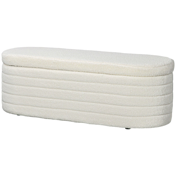 Panca Fondoletto con Vano Contenitore 116x41x40,5 cm in Tessuto Teddy Crema online