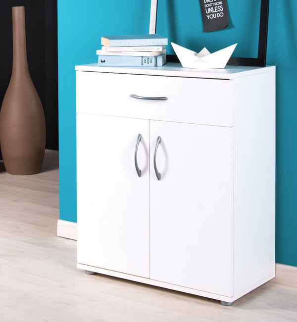 sconto Mobile 2 Ante 1 Cassetto in Truciolato Fumer Penny Bianco