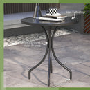 Tavolo da Giardino Rotondo Ø66x71,5 cm con Piano a Doghe in Acciaio Nero