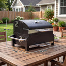Barbecue a Carbonella BBQ Portatile con Termometro e Raccogli Cenere in Metallo e Acciaio Nero      