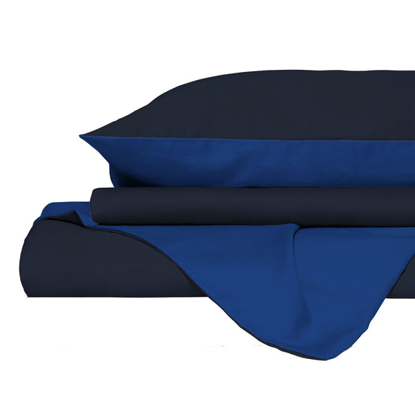 sconto Copripiumino con Sacco e Federe in Tinta Unita Double Face Linea Vera Blu e Royal