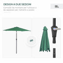 Ombrellone da Giardino Ø2.7x2.35 m Palo Ø38 mm in Alluminio Inclinabile Verde Scuro 