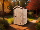 Casetta Box da Giardino 1,4x1,4 m con Pavimento e WC a Secco in Legno Picea Massello 16mm Eden
