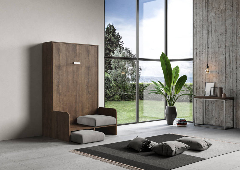 Letto 1 Piazza e Mezzo a Scomparsa Salvaspazio con Sofà Kentaro H210 cm Marrone