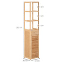 Mobile Bagno Alto 3 Ripiani 1 Cassetto e 1 Armadietto 32x30x163 cm in Bambù color Legno
