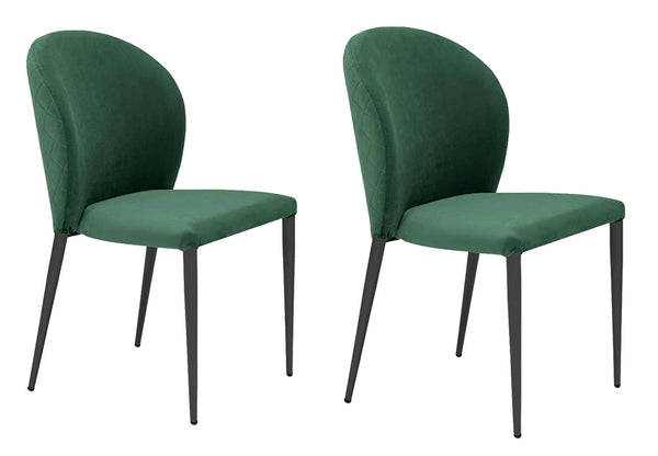 sconto Set 2 sedie Imbottite 45x58x86,5 cm In Tessuto Tiffany Ghibili Lux Verde Smeraldo