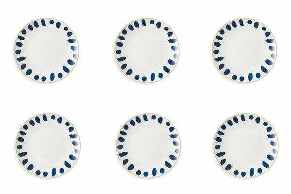acquista Set 6 Piatti Piani Ø27x3 cm in Porcellana Villa d'Este Home Tivoli Masai Dots