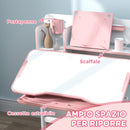 Banco Scuola per Bambini con Piano Inclinabile con Sedia Altezza Regolabile Bianco e Rosa 