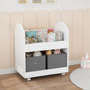 Scaffale Portagiochi per Bambini 2 Ceste in Tessuto e Libreria 70x40x78 cm in MDF Bianco e Grigio  