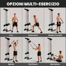 Lat Machine da Parete 62x60x200 cm con Pulegge Regolabili Stazione a Cavi con Pulldown e Carico Pesi Regolabile in Acciaio Nero      