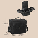 Beauty Case da Trucco 27,5x19,5x24,5 cm con 4 Contenitori Rimovibili e Tracolla in Tessuto Oxford Lavabile Nero      