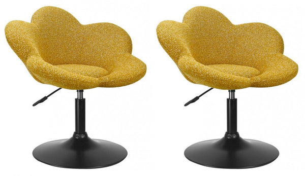 online Set 2 Poltroncine da Soggiorno 69x55x69/81 cm in Schiuma Poliuretanica Fleur Nero-Senape