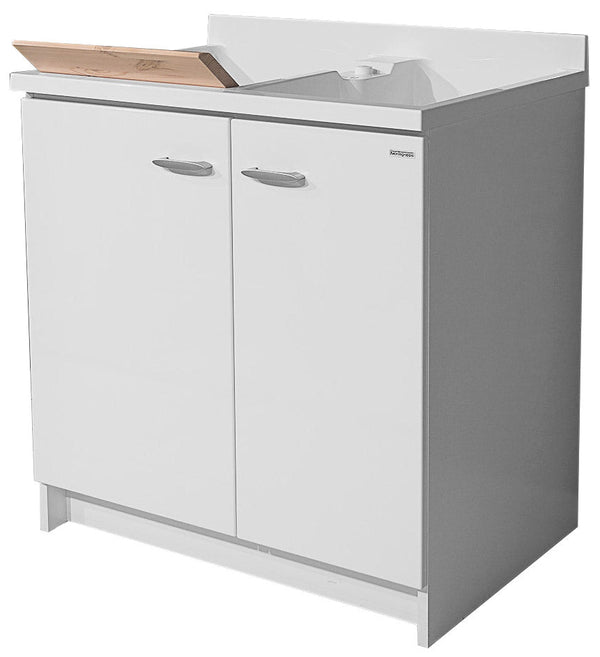 Mobile Lavatoio 80x60x85cm 2 Ante 2 Vasche Asse in Legno Montegrappa Marella Bianco con Cesto acquista