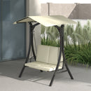 Dondolo da Giardino 2 Posti 150x120x182 cm con Tettuccio Regolabile Crema   