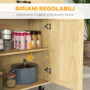 Carrello da Cucina con Piano Pieghevole 120x68x89 cm in Legno e Rattan Stile Boho