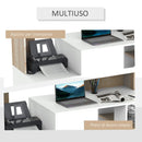 Scrivania da Ufficio Porta PC 137x55x92 cm in Legno MDF Legno Naturale e Bianco