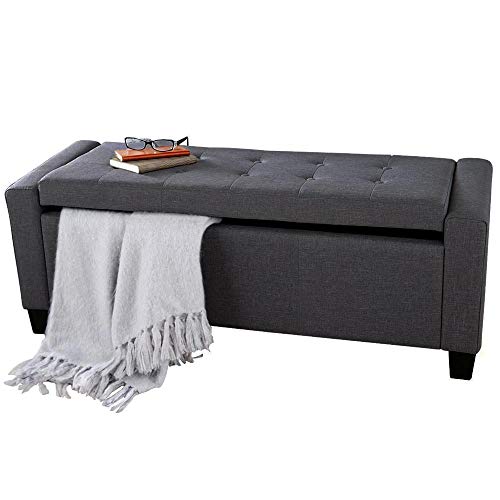 Cassapanca Pouf Contenitore Panca Fondoletto 110x40x40 cm in Tessuto Grigio Scuro sconto