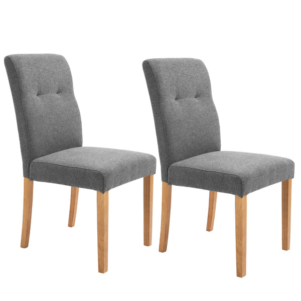 acquista Set 2 Sedie da Pranzo Imbottite con Schienale Alto 50x62x96 cm Grigio Scuro