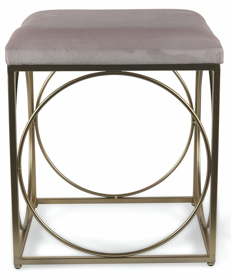 Sgabello Quadrato 40x40x46 cm in Ferro e Velluto Soriani Rosa Cipria