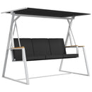 Panchina da Giardino 3 Posti con Tettuccio Inclinabile 205x130x175 cm in Acciaio Grigio Scuro