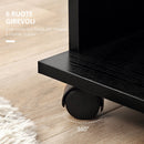Armadio Guardaroba a 5 Ripiani con Ruote e Barre Appendiabiti in Legno e Alluminio Nero 120x40x128 cm 
