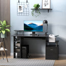 Scrivania Porta PC Moderna Tavolo da Ufficio con Ripiani Tastiera Scorrevole 152x60x88 cm Nero 