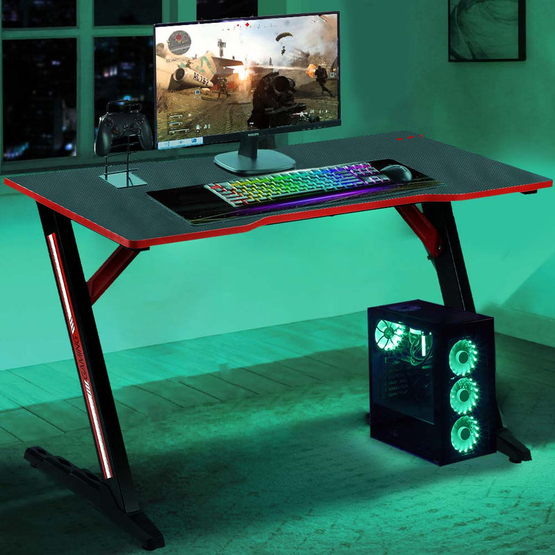 Scrivania Gaming Porta Pc Computer in Metallo e Legno MDF Tappetino Mouse Pad