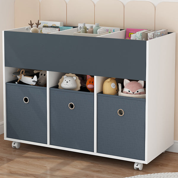 Scaffale Portagiochi per Bambini 3 Ceste in Tessuto e Libreria 80x30x 63 cm in MDF Bianco e Grigio online