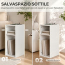 Set 2 Tavolini da Salotto Moderni 25x30x60 cm con Ripiani Aperti 2 Prese AC e 2 Porte USB in Truciolato Bianco      