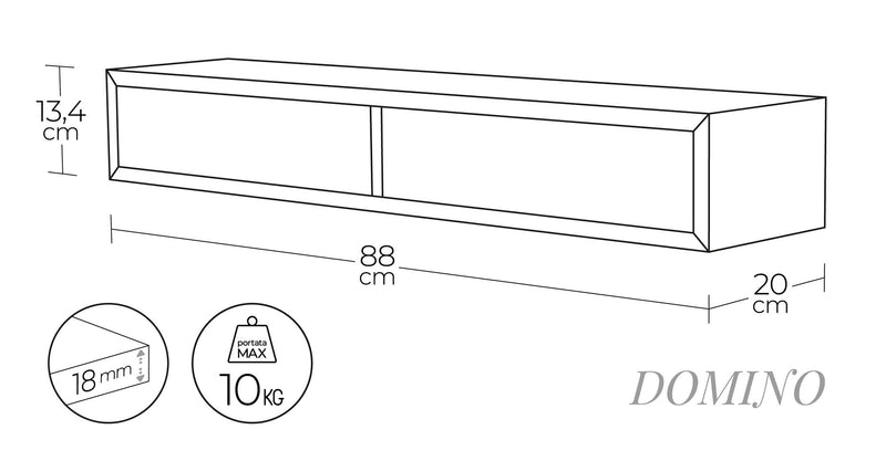 Mensola da Parete con 2 Cassetti 88,2x13,4x20 cm in Fibra di Legno Domino Nero