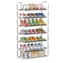 Scarpiera 7 Ripiani 60x30x125 cm in Metallo e Tessuto TNT Todd Silver/Grigio