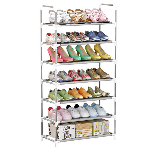 acquista Scarpiera 7 Ripiani 60x30x125 cm in Metallo e Tessuto TNT Todd Silver/Grigio