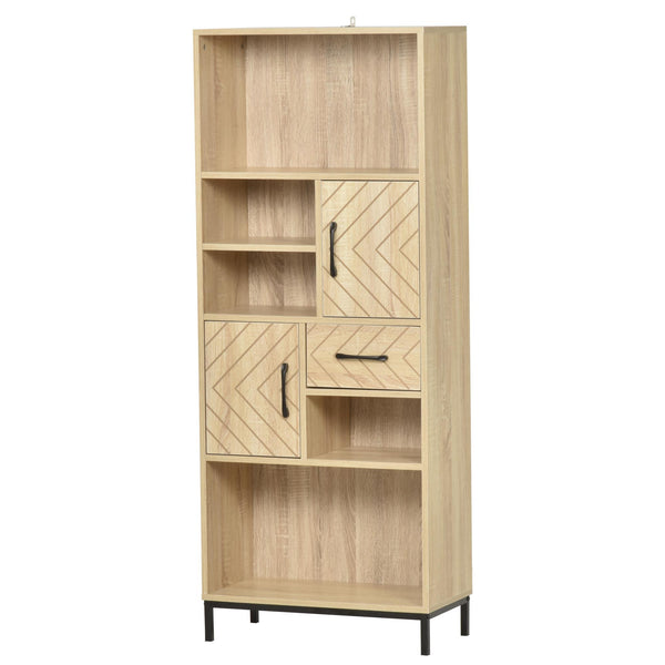 acquista Libreria 60x30x150 cm con Ante e Cassetti in Legno