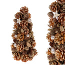 Set 2 Coni Decorativi 30 cm Natale con Stelle e Pigne 