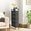 Cassettiera Slim Salvaspazio 20x43x81,5 cm con 4 Cassetti Telaio in Acciaio in Tessuto Nero      