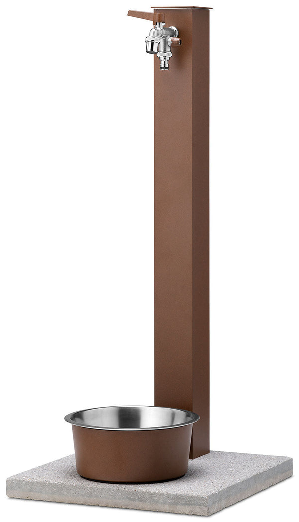 acquista Fontana a Colonna Rubinetto Doppio in Ottone con Base e Vaschetta Abbeveratoio Belfer 42/REX-R Ruggine