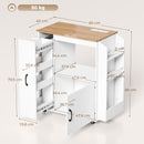 Carrello da Cucina 80x40x88 cm con Presa di Corrente Portaspezie e Armadietto in Truciolato Bianco      