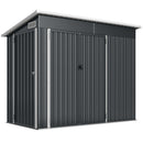 Casetta Box da Giardino 234x132x185 cm con 3 Porte Bloccabili in Acciaio Grigio Scuro      