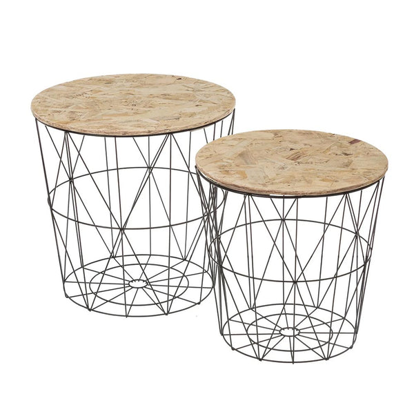 sconto Set 2 Tavolini da Salotto Tavoli per Divano Colore Nero in Metallo e Legno