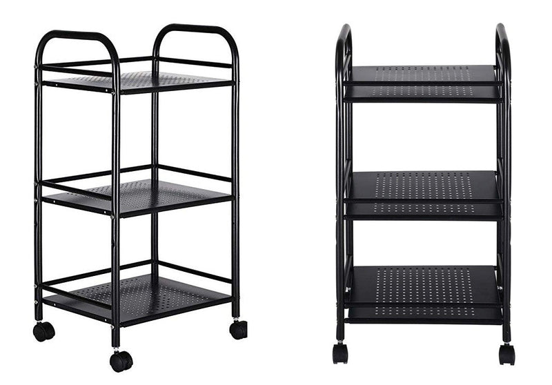Carrello Portaoggetti da Cucina 40x35x75 cm 3 Livelli con Ruote Nero