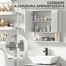 Mobile Bagno a Parete 60x16x60 cm con Specchio Armadietto e Ripiano Aperto in Legno Bianco      