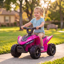 Quad Elettrico per Bambini 18-48 Mesi 6 V 2 km/h 67x38,5x43 cm con Marce Avanti Portata 25 kg in PP e Acciaio Fucsia      