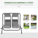 Dondolo 2 Posti Separati da Giardino 170x136x170 cm in Acciaio e Poliestere Grigio