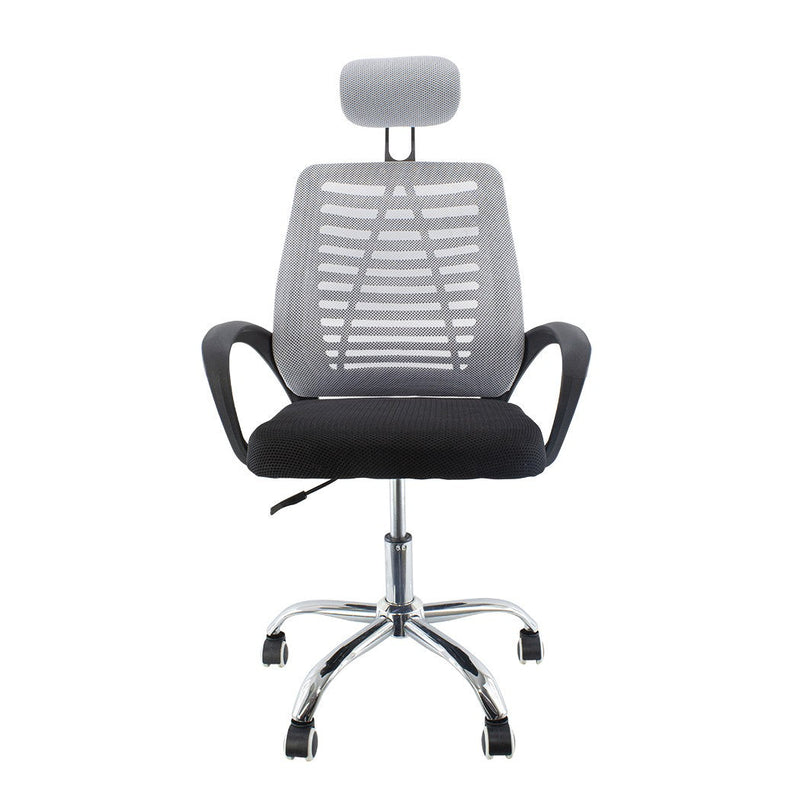 Sedia Poltrona Direzionale da Ufficio con Poggiatesta e Braccioli Grigio