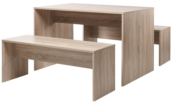 Set Tavolo Rettangolare + 2 Panche in Truciolato Fumer Bavera Rovere sconto