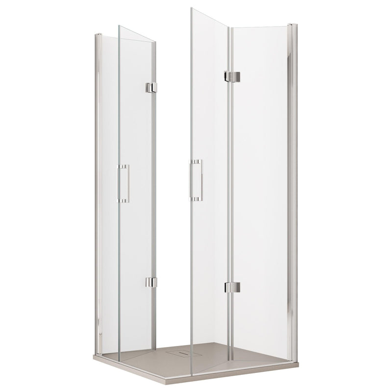 Box Doccia Angolare 2 Ante Scorrevoli a Libro in Cristallo Trasparente 6mm H195 Bonussi Lena Varie Misure