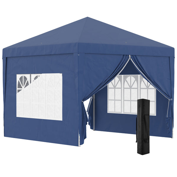 Gazebo Pieghevole da Giardino 2,95x2,95x2,58m in Acciaio e Tessuto Oxford Blu acquista