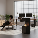 Camino a Bioetanolo da Pavimento 38x38x100 cm Oslo in acciaio Nero