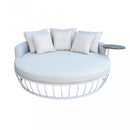 Divano Letto con Tavolino Salvador Ø165x30/60 h cm in Alluminio Bianco