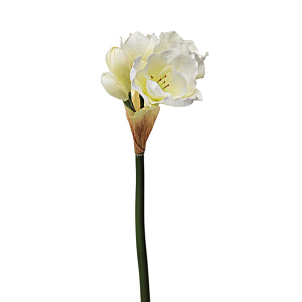 Set 3 Fiori Artificiali di Amaryllis Altezza 77 cm Bianco sconto